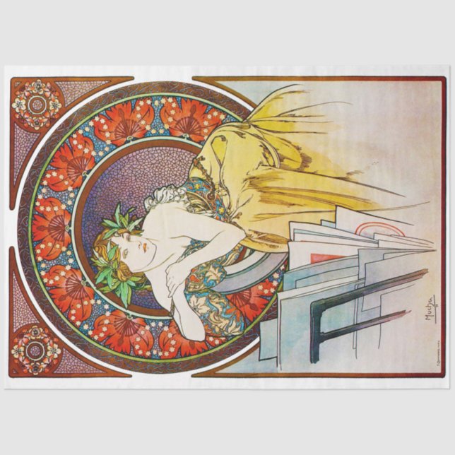 Frau mit Mohn, Mucha Seidenpapier (Vorderseite)