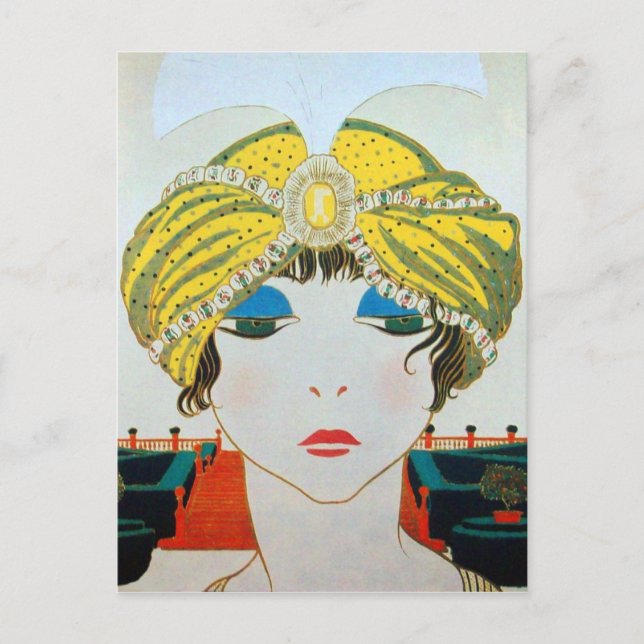 FRAU MIT ORIENTAL YELLOW TURBAN / Beauty Fashion Postkarte (Vorderseite)