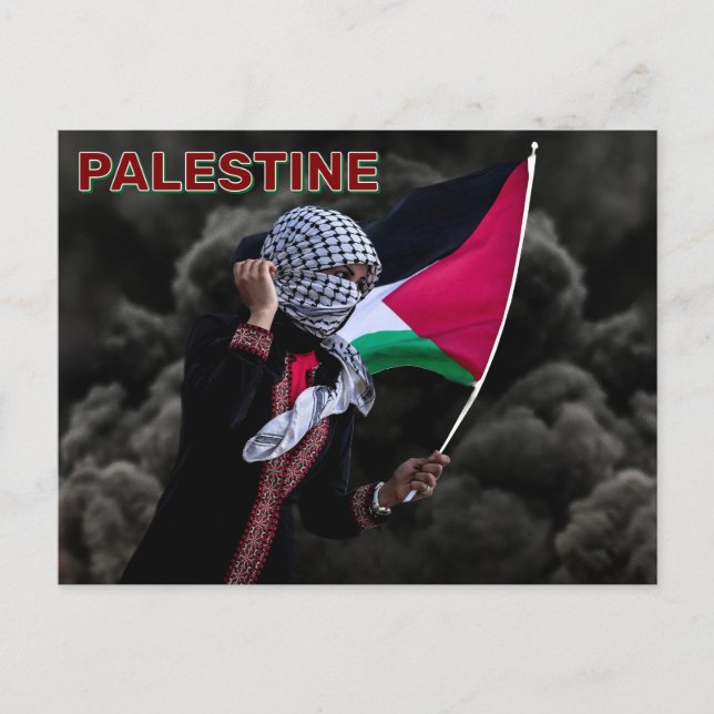 Frau mit palästinensischer Flagge Postkarte (Vorderseite)