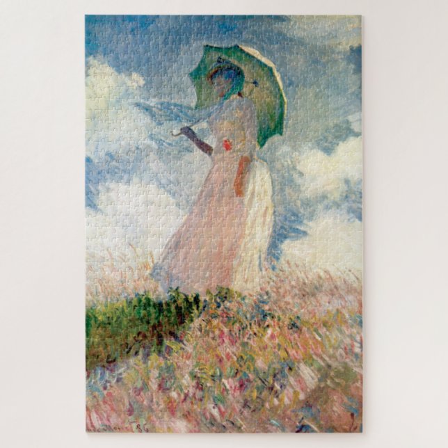 Frau mit Parasol Claude Monet Vintage Kunst (Vertikal)
