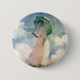 Frau mit Parasol Claude Monet Vintage Kunst Button