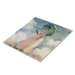 Frau mit Parasol Claude Monet Vintage Kunst Fliese