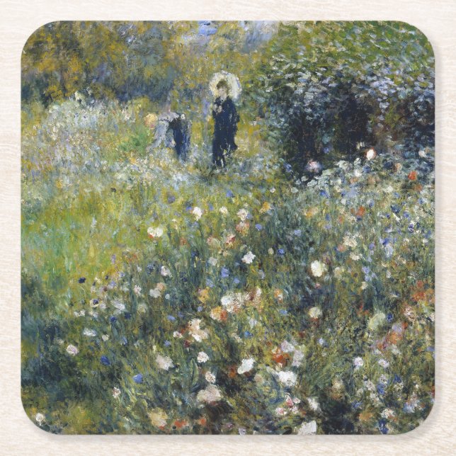 Frau mit Parasol im Garten von Auguste Renoir Rechteckiger Pappuntersetzer (Vorderseite)
