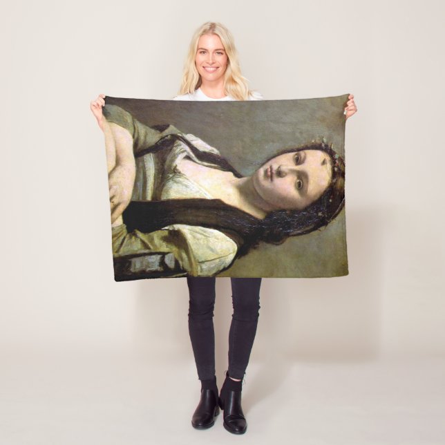 Frau mit Perle, Camille Corot, 1868-1870 Fleecedecke (Beispiel)