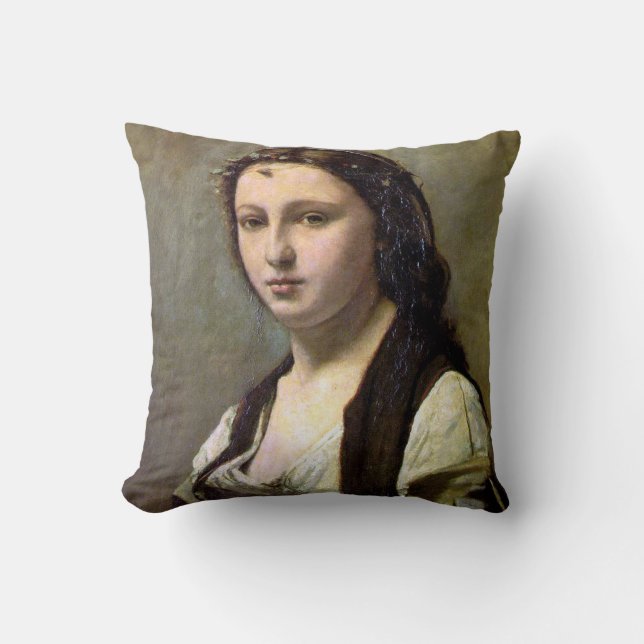Frau mit Perle, Camille Corot, 1868-1870 Kissen (Vorderseite)