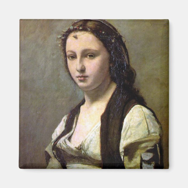 Frau mit Perle, Camille Corot, 1868-1870 Magnet (Vorne)