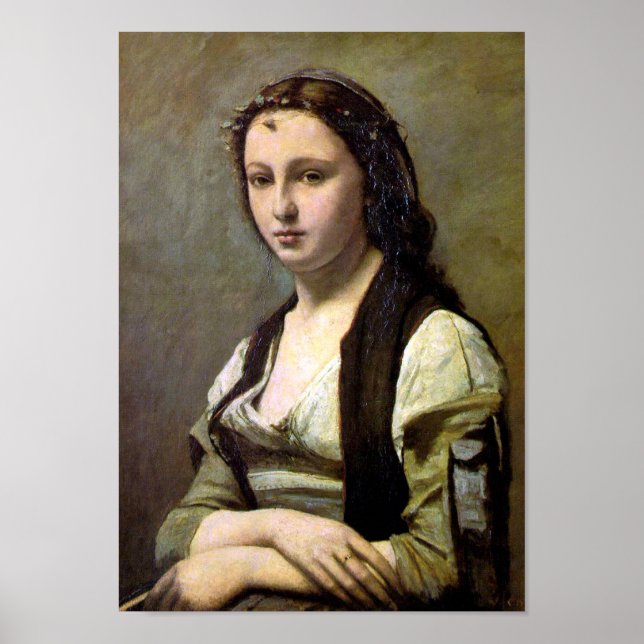 Frau mit Perle, Camille Corot, 1868-1870 Poster (Vorne)