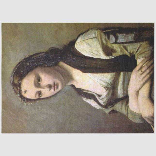 Frau mit Perle, Camille Corot, 1868-1870 Seidenpapier (Vorderseite)