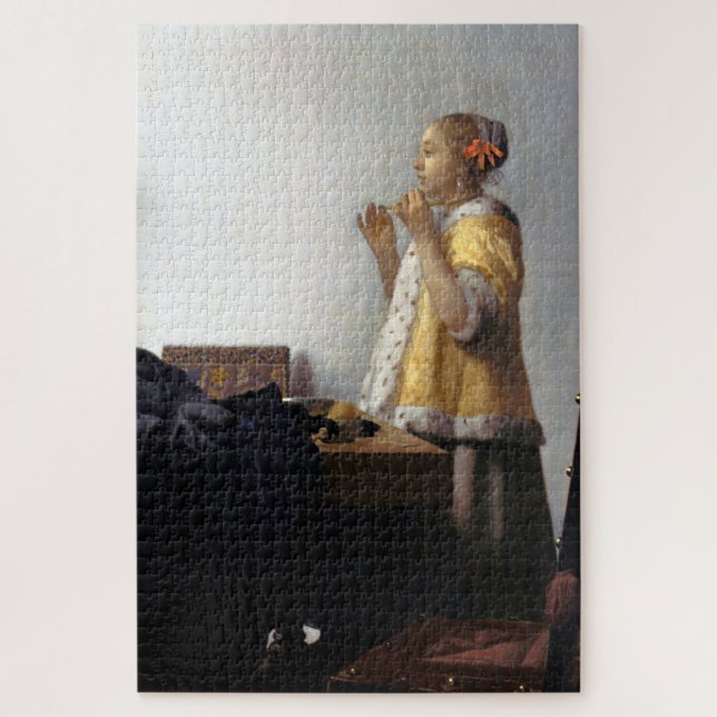 Frau mit Perlenschnur, Johannes Vermeer (Vertikal)