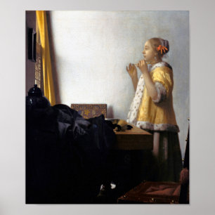 Frau mit Perlenschnur, Johannes Vermeer Poster