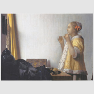 Frau mit Perlenschnur, Johannes Vermeer Seidenpapier