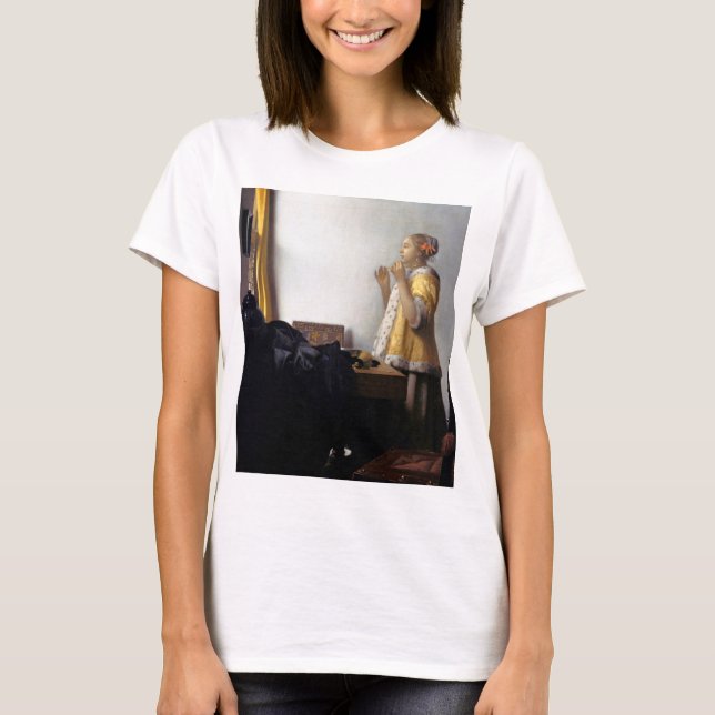 Frau mit Perlenschnur, Johannes Vermeer T-Shirt (Vorderseite)