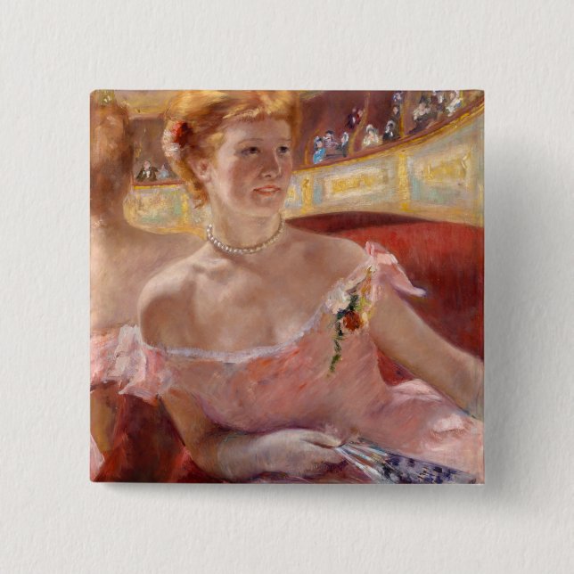 Frau mit Perlenschnur (von Mary Cassatt) Button (Vorderseite)