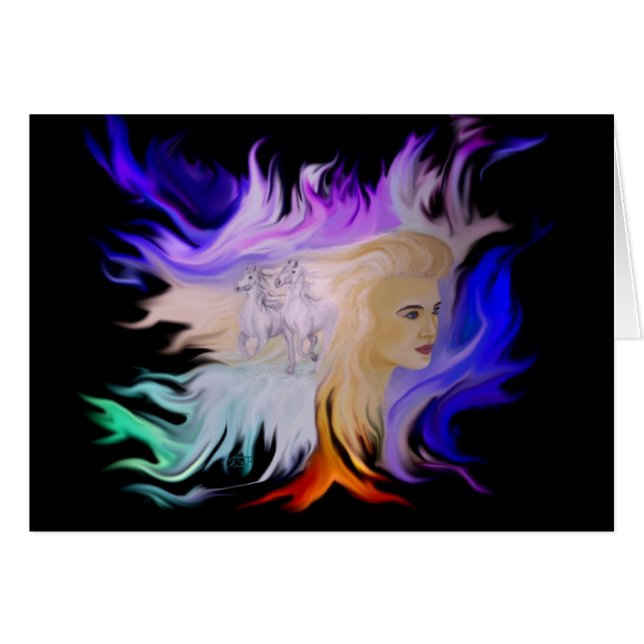 Frau mit Pferd (Devant horizontal)