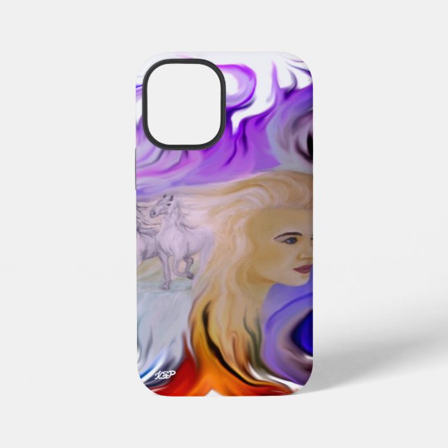 Frau mit Pferd iPhone 12 Mini Hülle (Rückseite)