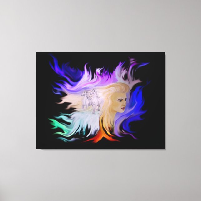 Frau mit Pferd Leinwanddruck (Vorderseite)