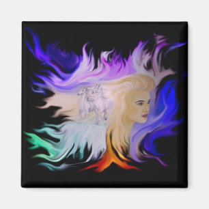 Frau mit Pferd Magnet