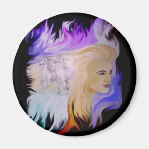 Frau mit Pferd Magnet