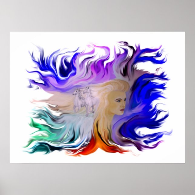 Frau mit Pferd Poster (Vorne)