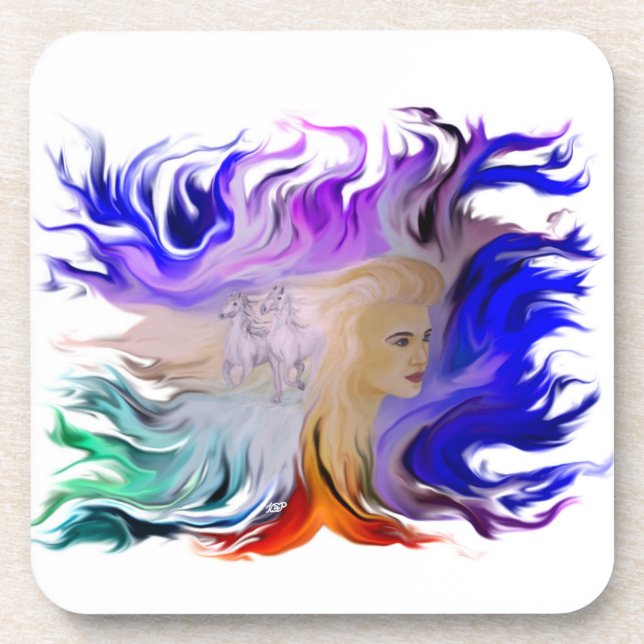 Frau mit Pferd Untersetzer (Vorderseite)