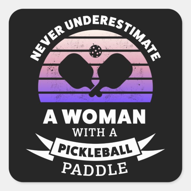 Frau mit Pickleball Paddle Funny Geschenk Quadratischer Aufkleber (Vorderseite)