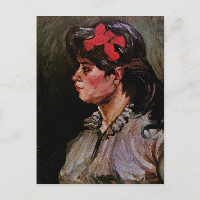 Frau mit Red Ribbon (F207) Van Gogh Fine Art Postkarte (Vorderseite)