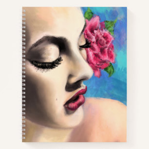 Frau mit Rose-Notebook Notizbuch