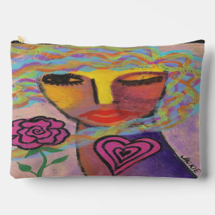 Frau mit Rose Original Abstrakte Kunst Zubehörtasche