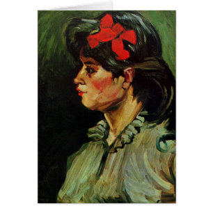 Frau mit rotem Band Portrait von Vincent van Gogh