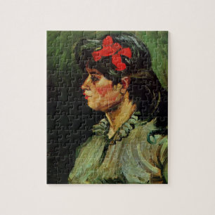 Frau mit rotem Band Porträt von Vincent van Gogh