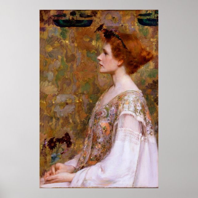 Frau mit Rotem Haar von Albert Herter Poster (Vorne)