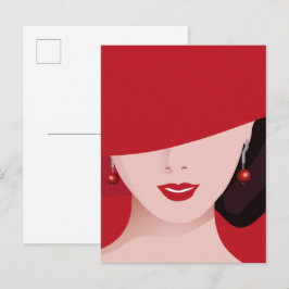 Frau mit rotem Hut Postkarte