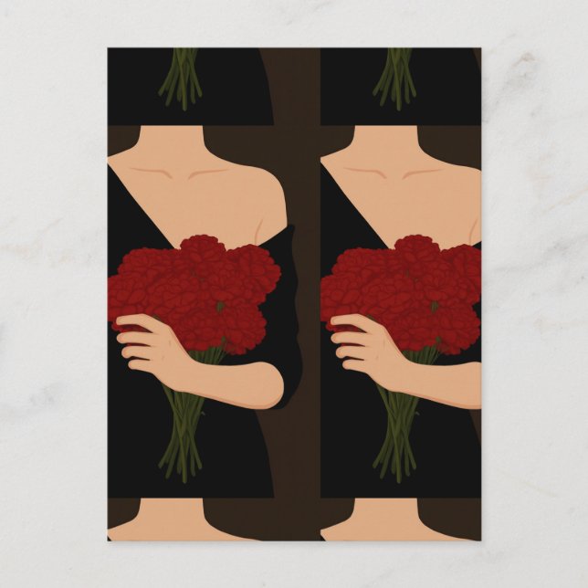 Frau mit roten Blume Postkarte (Vorderseite)