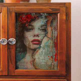 Frau mit roten Lippen Decoupage Seidenpapier