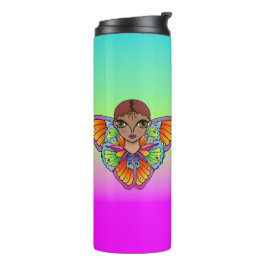Frau mit Schmetterlingsflügeln Thermosbecher