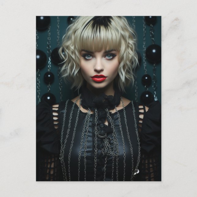 Frau mit schwarzem blonden Haar Postkarte (Vorderseite)