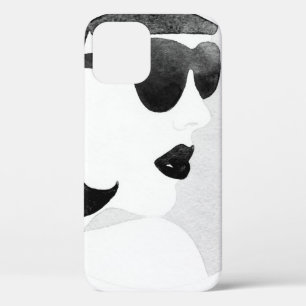 Frau mit schwarzer Sonnenbrille. Mode-Illustration Case-Mate iPhone Hülle
