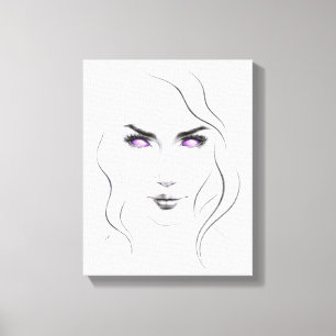 Frau mit seltsamen lila Augen Minimalistisch Line Leinwanddruck