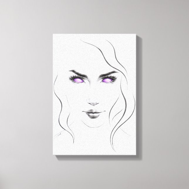 Frau mit seltsamen lila Augen Minimalistisch Line  Leinwanddruck (Vorderseite)