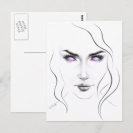 Frau mit seltsamen lila Augen Minimalistisch Line  Postkarte