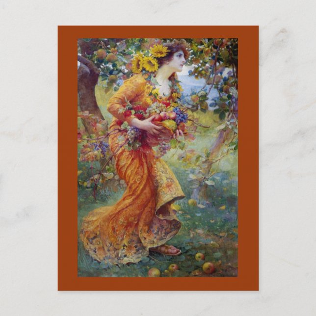 Frau mit Sommerschwanz Postkarte (Vorderseite)