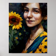 Frau mit Sonnenblume