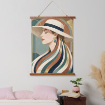 Frau mit Sonnenhut Art Deco