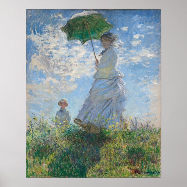 Frau mit Sonnenschirm (1875) | Claude Monet Poster (Vorne)
