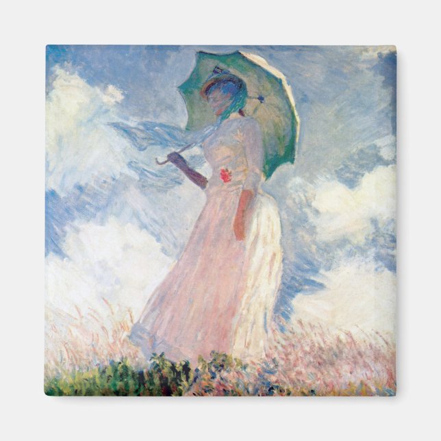 Frau mit Sonnenschirm, Claude Monet, 1886 Magnet (Vorne)