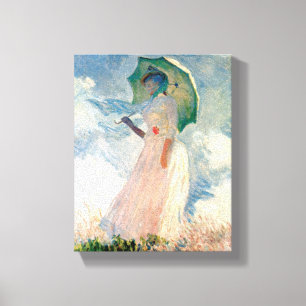 Frau mit Sonnenschirm Claude Monet Vintage Kunst 1 Leinwanddruck