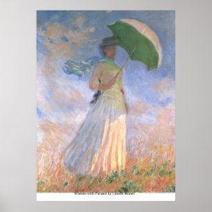 Frau mit Sonnenschirm durch Claude Monet Poster