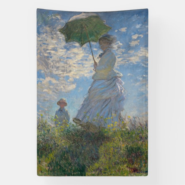 Frau mit Sonnenschirm | Französische Landschaft Banner (Vertikal)