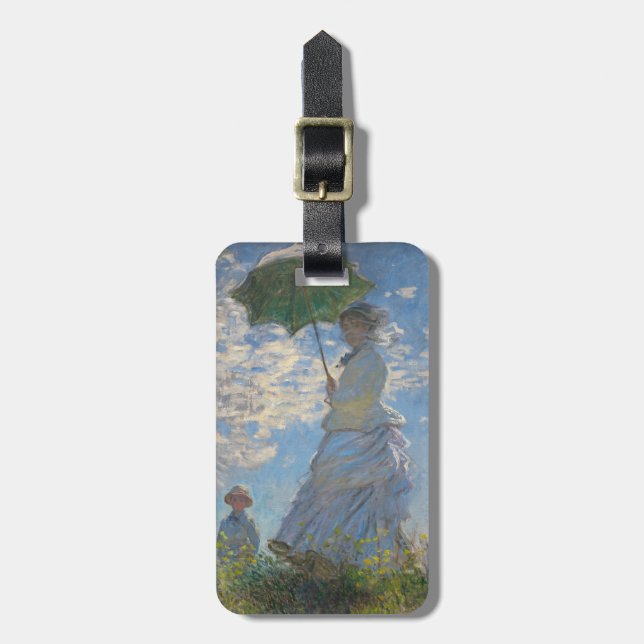 Frau mit Sonnenschirm | Französische Landschaft Gepäckanhänger (Vorderseite vertikal)