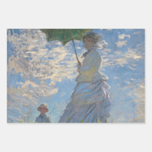Frau mit Sonnenschirm   Französische Landschaft Geschenkpapier Set